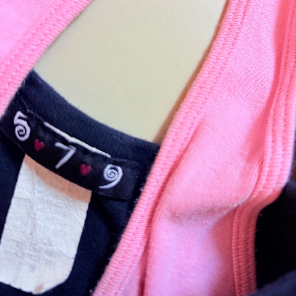 Y2K 5-7-9 Vintage Butterfly Graphic Layered Halter Top Black Pink Glitter M - Picture 3 of 5